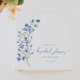 Dusty Blue Wildflower Bridal Shower Recipe 3 Ring Binder