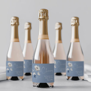 Dusty Blue Wildflower Bridal Shower Sparkling Wine Label