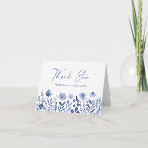 Dusty Blue Wildflower Bridal Shower Thank You Card