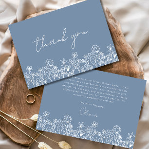 Dusty Blue Wildflower Bridal Shower Thank You Card
