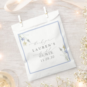Dusty Blue Wildflower Bridal Shower Thank You Favor Bag