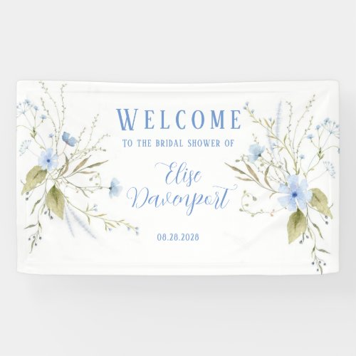  Dusty Blue Wildflower Bridal Shower Welcome Banner