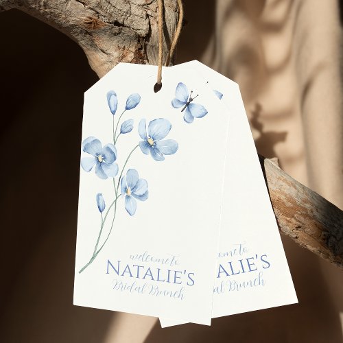 Dusty Blue Wildflower Bridal Shower Welcome Gift Gift Tags