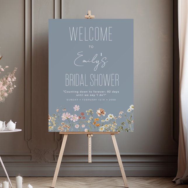 Dusty Blue Wildflower Bridal Shower Welcome Sign (Creator Uploaded)