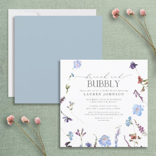 Dusty Blue Wildflower Brunch & Bubbly Shower Invitation