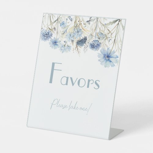 DUSTY Blue Wildflower Elegant Baby Shower Favors Pedestal Sign