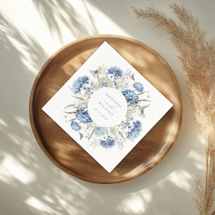 Dusty Blue Wildflower Floral Boho Wedding Napkins