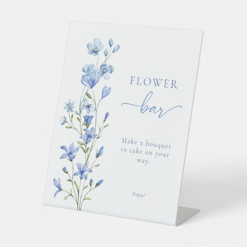 Dusty Blue Wildflower Floral Bouquet Flower Bar Pedestal Sign