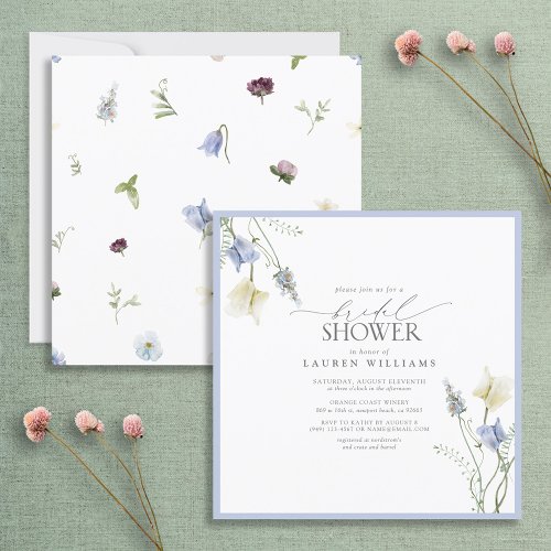 Dusty Blue Wildflower Floral Bridal Shower Invitation