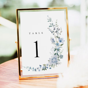 Dusty Blue Wildflower Floral Wedding Table Numbers