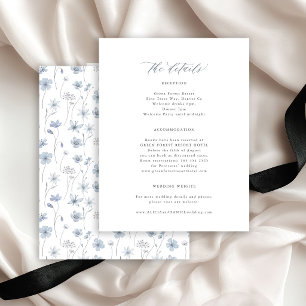 Dusty blue wildflower garden wedding guest details enclosure card