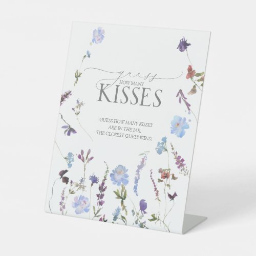 Dusty Blue Wildflower How Many Kisses Pedestal Sign