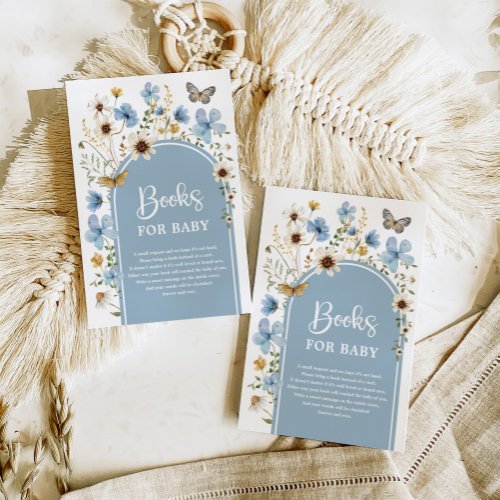 Dusty Blue Wildflower Meadow Books for Baby Boy Enclosure Card
