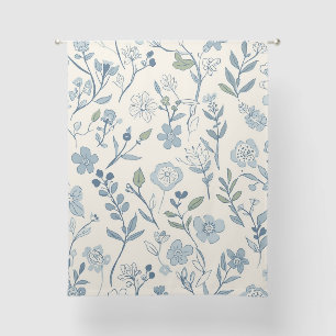 Dusty Blue Wildflower Meadow Botanical Pattern Sheer Curtains