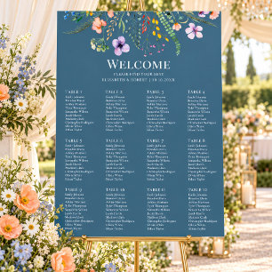 Dusty Blue Wildflower Meadow Wedding Seating Chart Foam Board