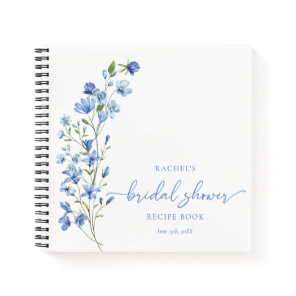 Dusty Blue Wildflower Personalized Recipe Notebook