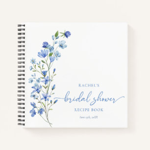Dusty Blue Wildflower Personalized Recipe Notebook