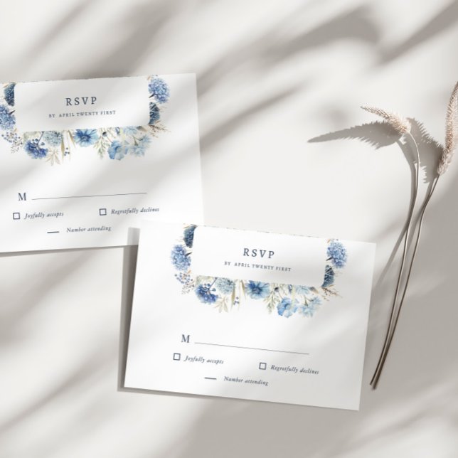 Dusty Blue Wildflower RSVP Response Card (Creator Uploaded)
