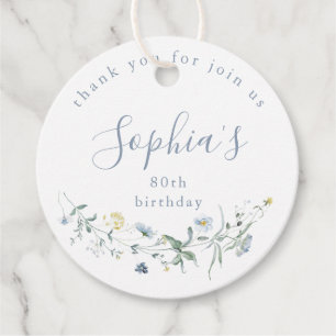 Dusty Blue Wildflower Rustic Boho Birthday  Favor Tags