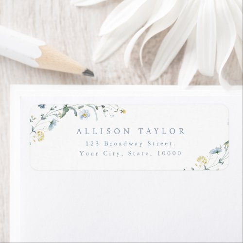 Dusty Blue Wildflower Rustic Boho Return Address Label