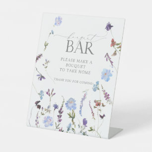 Dusty Blue Wildflower Shower Bouquet Bar Pedestal Sign