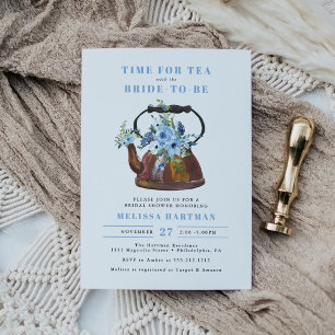 Dusty Blue Wildflower Tea Party Bridal Shower Invitation