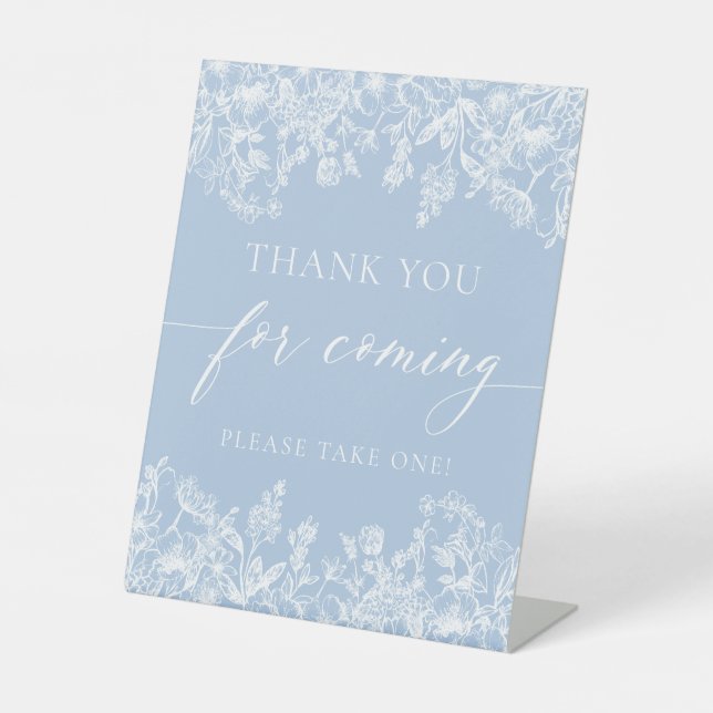 Dusty Blue Wildflower Thank You For Coming Sign (Front)