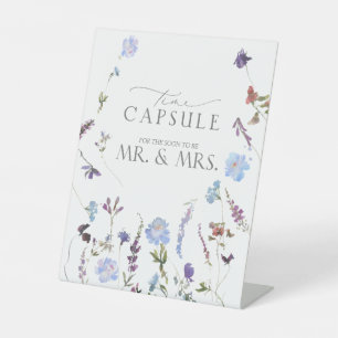 Dusty Blue Wildflower Time Capsule Pedestal Sign
