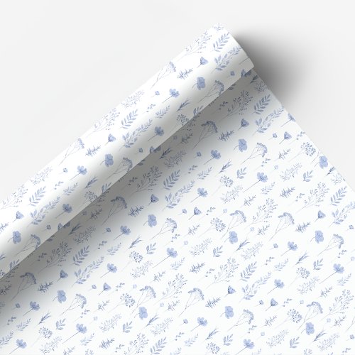 Dusty blue wildflower tiny flower wrapping paper