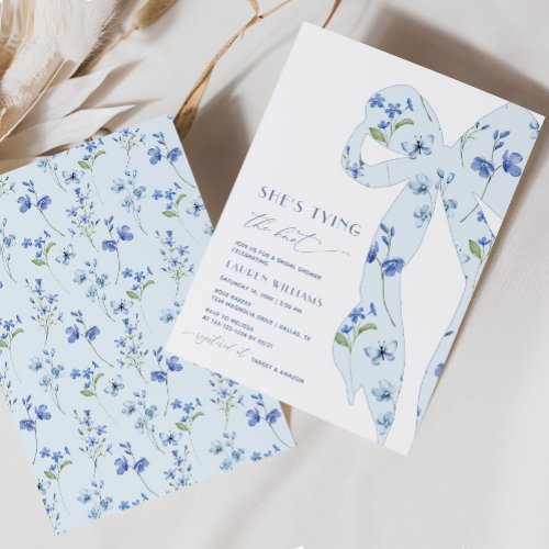 Dusty Blue Wildflower Tying the Knot Bridal Shower Invitation