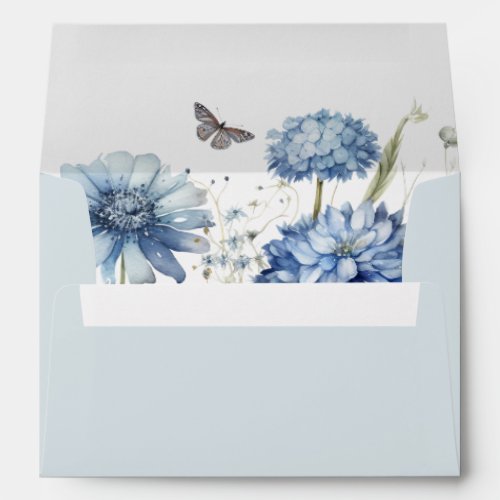 Dusty Blue Wildflower Wedding Envelope