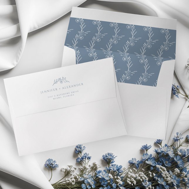 Dusty Blue Wildflower Wedding Envelope (Creator Uploaded)
