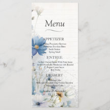 Dusty Blue Wildflower Wedding Menu