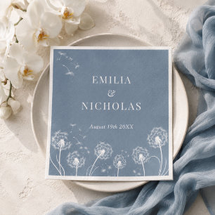 Dusty Blue Wildflower Wedding Napkins