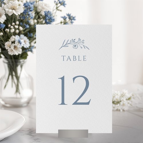 Dusty Blue Wildflower Wedding  Table Number