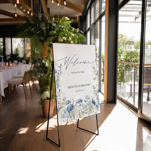 Dusty Blue Wildflower Wedding Welcome Sign