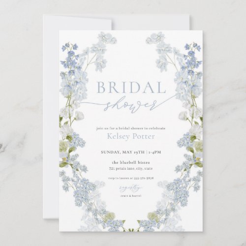 Dusty Blue Wildflower Wreath Bridal Shower Invite