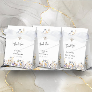 Dusty Blue Wildflowers BOHO Wedding Thank You Favor Boxes