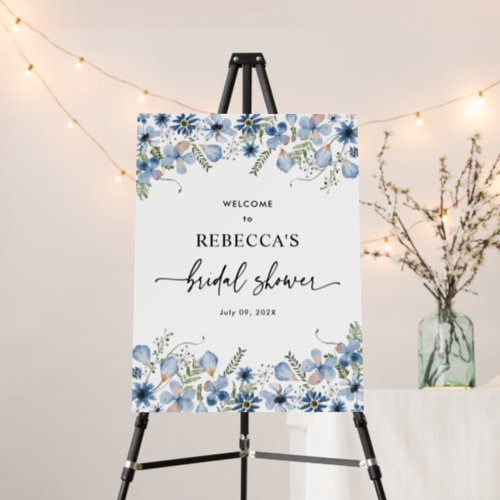 Dusty Blue Wildflowers Bridal Shower Welcome Sign