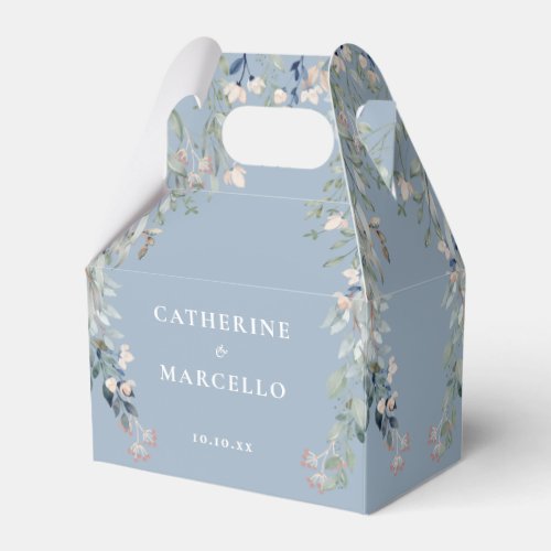 Dusty Blue Wildflowers Floral Wedding Favor Boxes