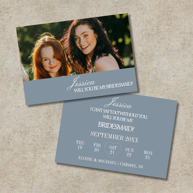 Dusty Blue Will You Be My Bridesmaid Proposal Card (Dusty Blue Will You Be My Bridesmaid Proposal Card)