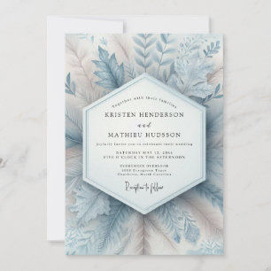 Dusty Blue Winter Bloom Wedding Invitation