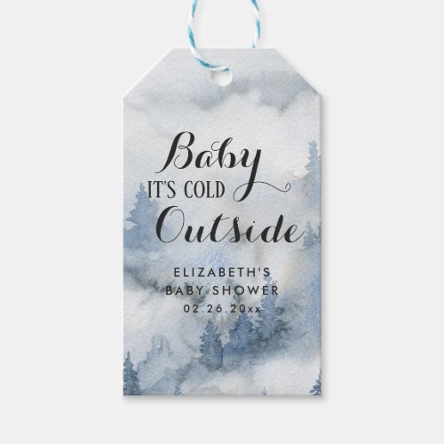  Dusty Blue Winter Forest _Baby Its Cold Outside  Gift Tags