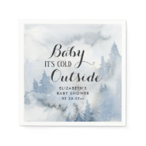 Dusty Blue Winter Forest -Baby It's Cold Outside  Napkins