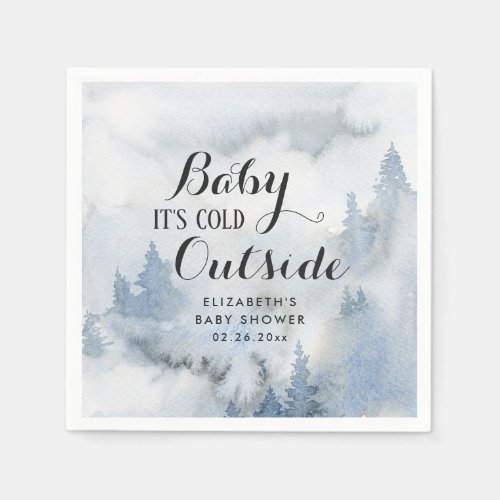  Dusty Blue Winter Forest _Baby Its Cold Outside  Napkins