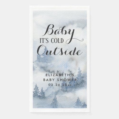  Dusty Blue Winter Forest _Baby Its Cold Outside  Paper Guest Towels
