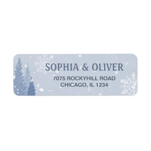 Dusty Blue Winter Landscape Label