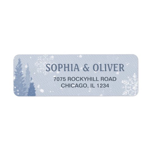 Dusty Blue Winter Landscape Label