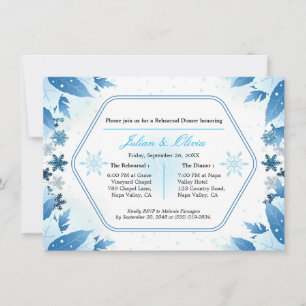 Dusty Blue Winter Rehearsal Dinner Invitation