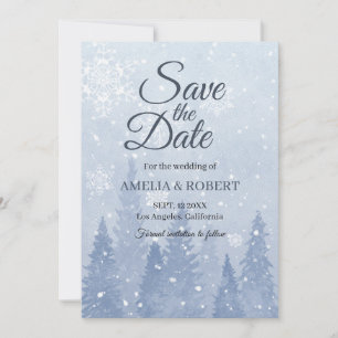 Dusty Blue Winter Scene Save The Date